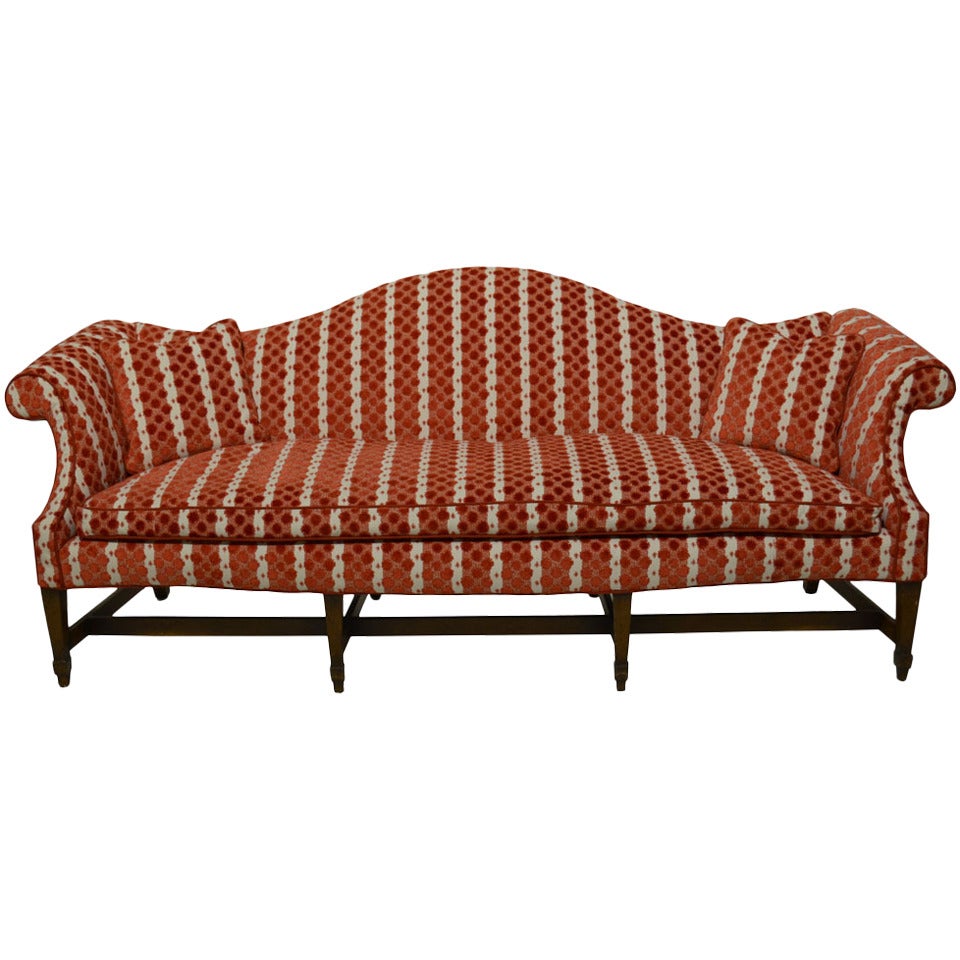 Camel Back Chippendale Style Sofa For Sale