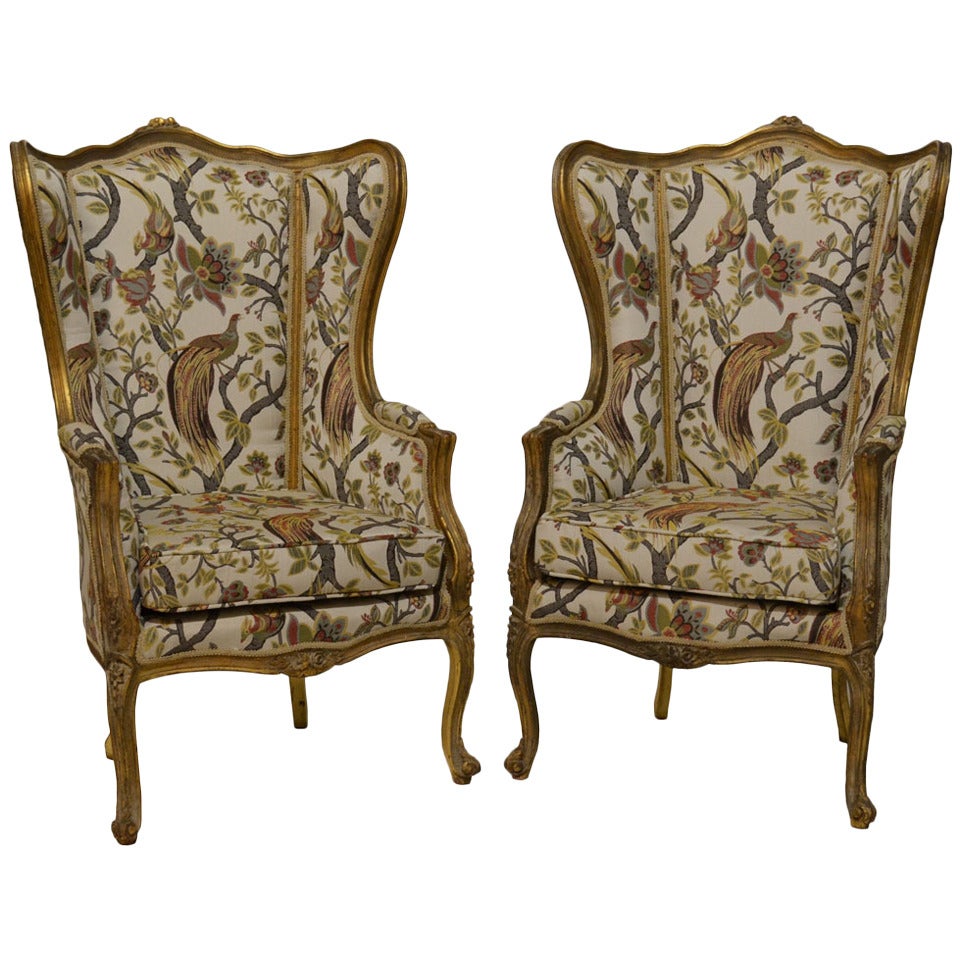 Pair of Antique French Bergères For Sale