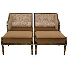 Louis XVI Style Settee with Ottomans