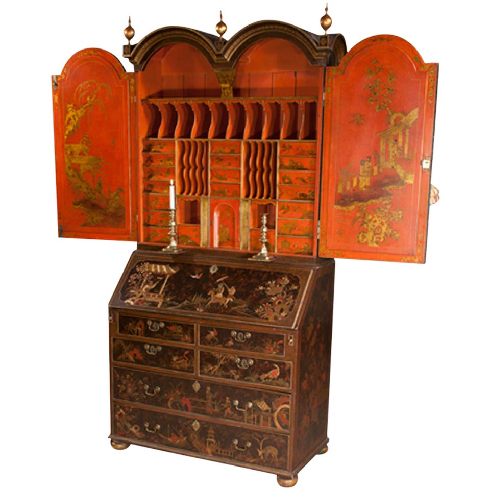 19th Century Queen Anne Chinoiserie Secretary