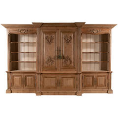 English Pine Breakfront and Bookcase