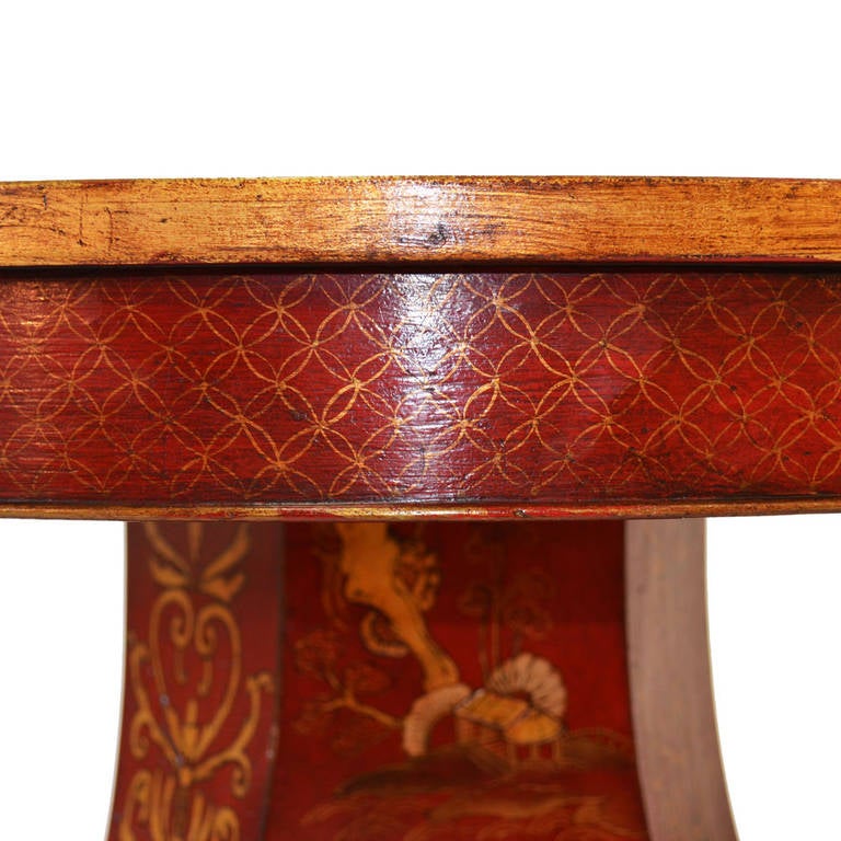 English Regency Chinoiserie Crimson and Gold Table For Sale