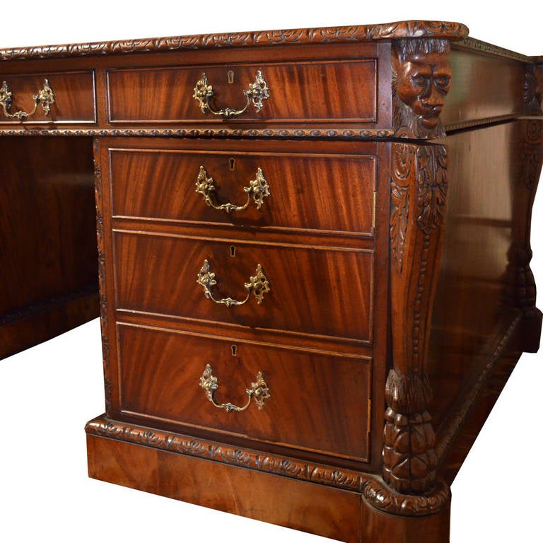 Mahogany Chippendale Partners Desk For Sale