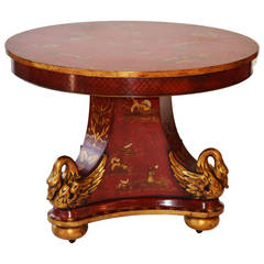 Regency Chinoiserie Crimson and Gold Table
