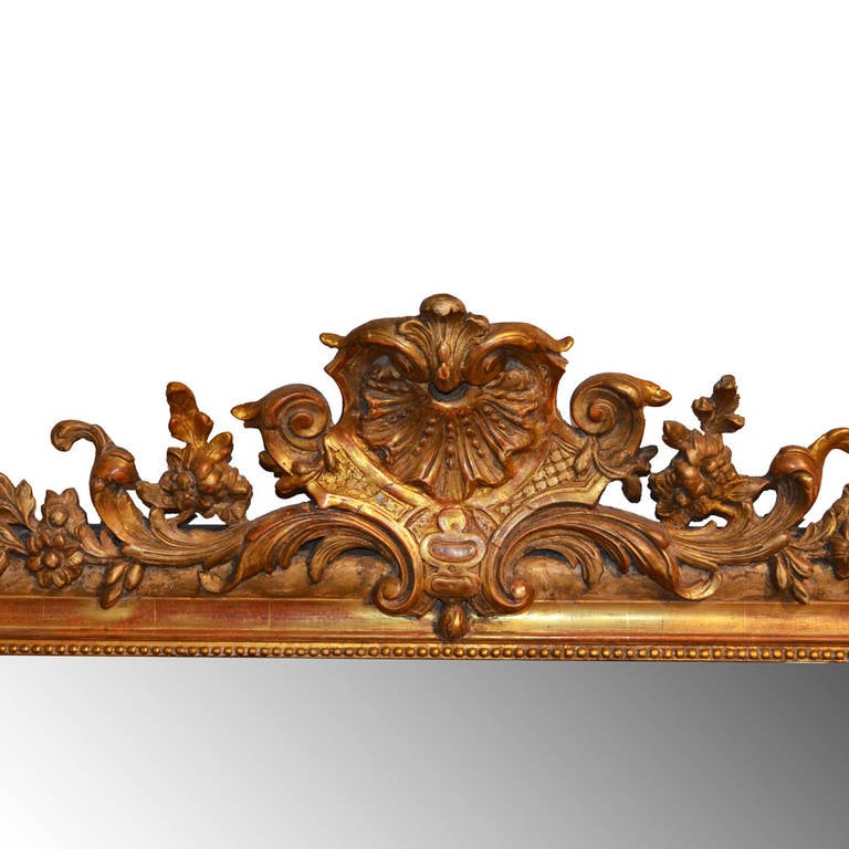 Louis XV Gilded Mirror with Pediment