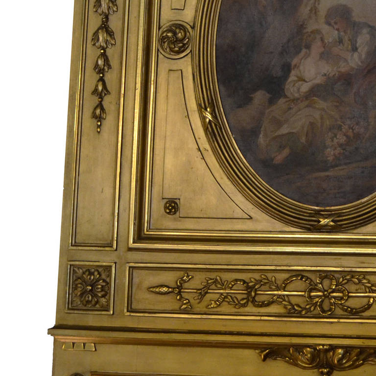 Louis XVI Gilt Trumeau Mirror In Excellent Condition For Sale In Lawrenceburg, TN