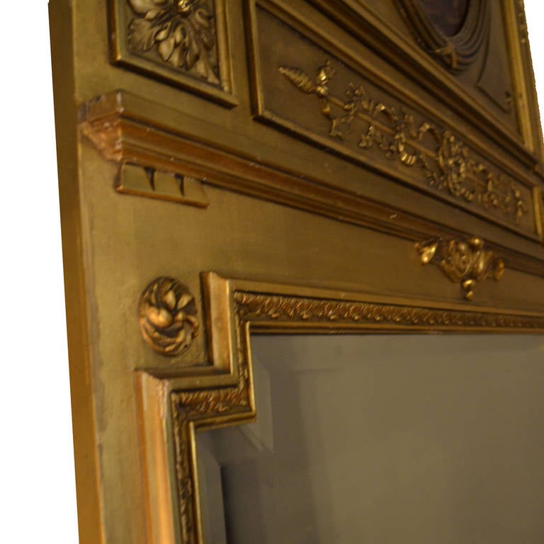 19th Century Louis XVI Gilt Trumeau Mirror For Sale