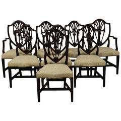 Sheraton Shield-Back Dining Chairs, Set of Eight