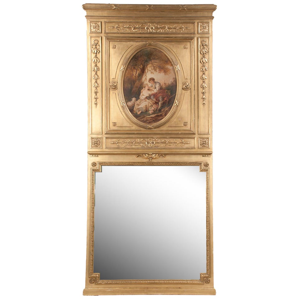Louis XVI Gilt Trumeau Mirror For Sale