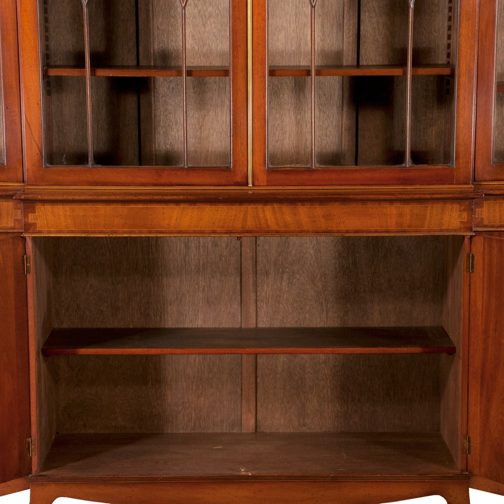 Mahogany Sheraton Breakfront Bookcase For Sale 1