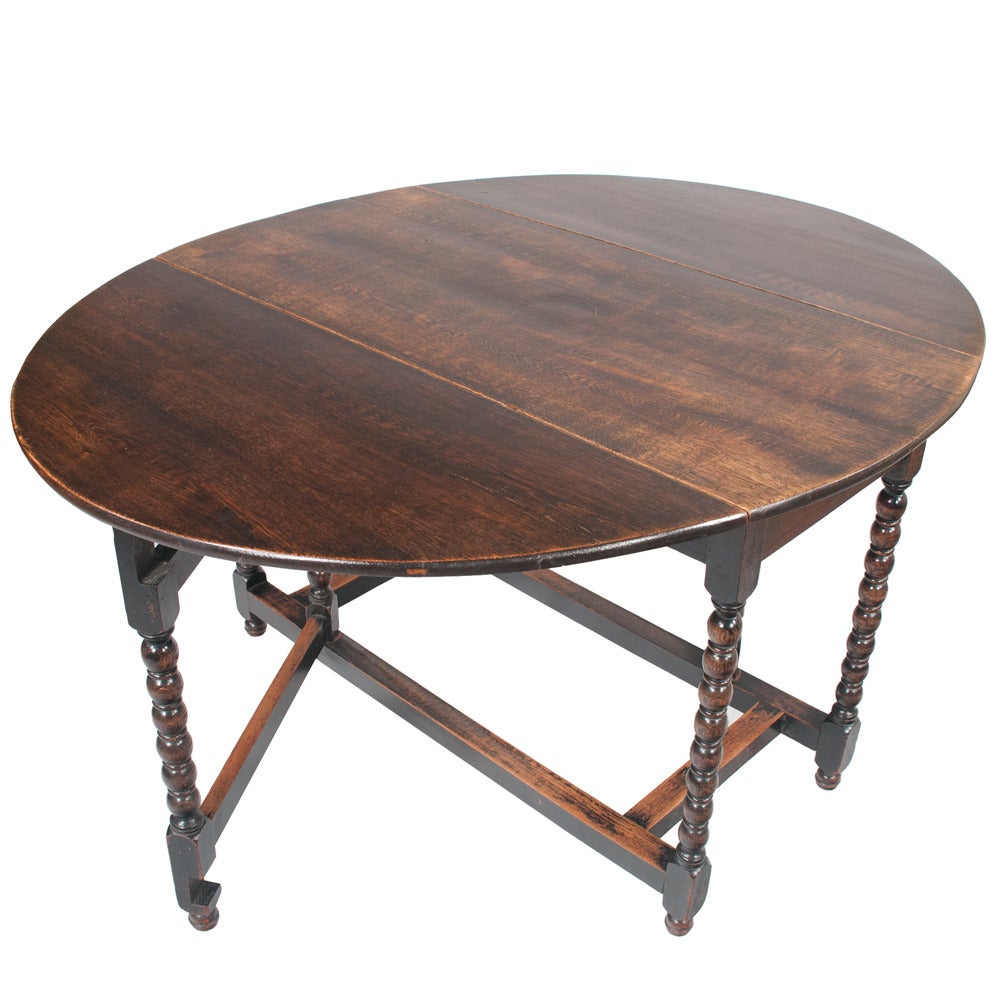 Early 20th Century Jacobean Oak Gate Leg Dining Table