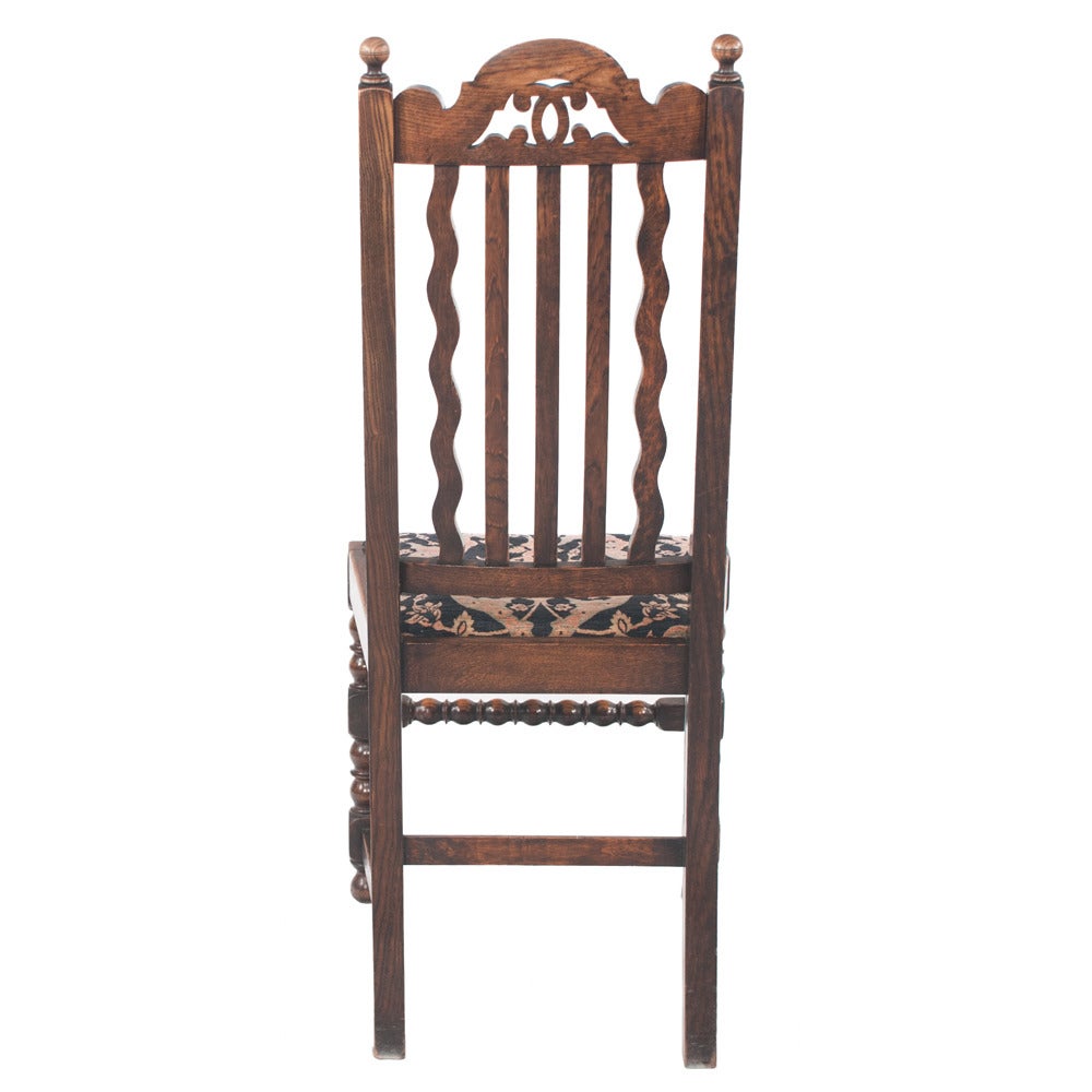 Jacobean Oak Dining Chairs, Set of six For Sale 4