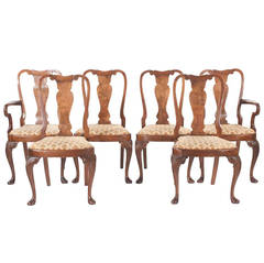 Queen Anne-Style Dining Chairs, Set of Six