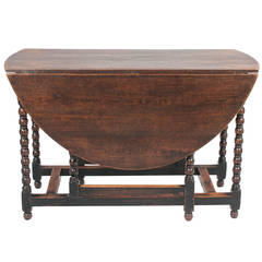 Antique Jacobean Oak Gate Leg Dining Table