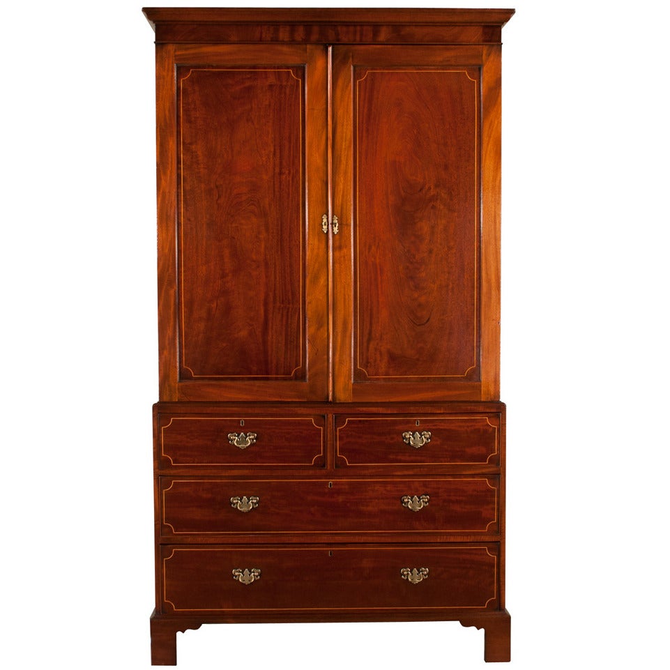 Chippendale Mahogany Linen Press For Sale