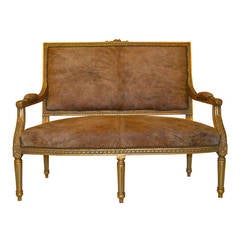 Louis XVI Brazilian Cowhide Settee
