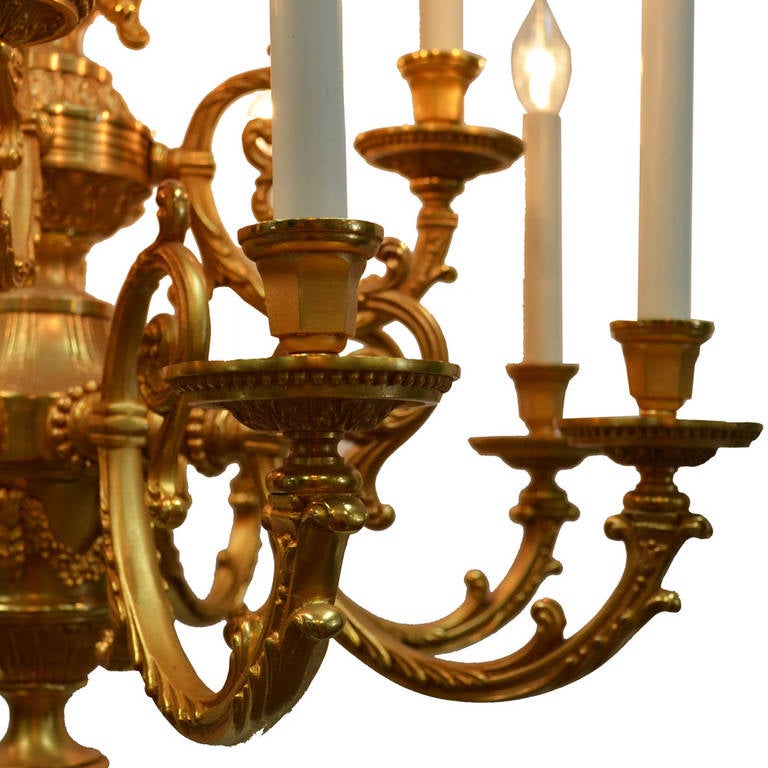 Louis XV-Style Bronze Two-Tier Chandelier