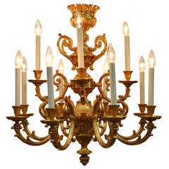 Louis XV-Style Bronze Two-Tier Chandelier