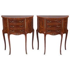 Pair of Louis XV Style Demilune Commodes