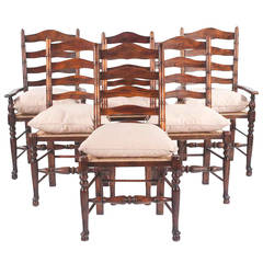 Set of Six English Ladder Back Chairs