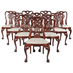 Set of 10 Chippendale Mahogany Dining Chairs