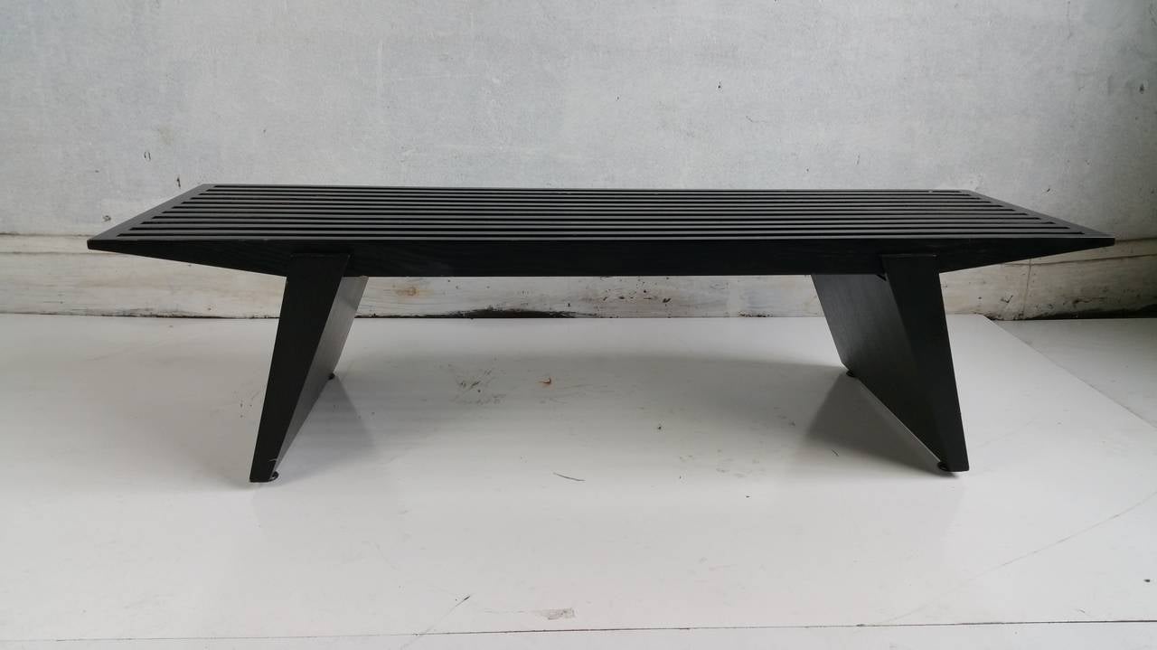 Wood Mid Century Modern Slatted Bench, Table, , Cristian Wicha
