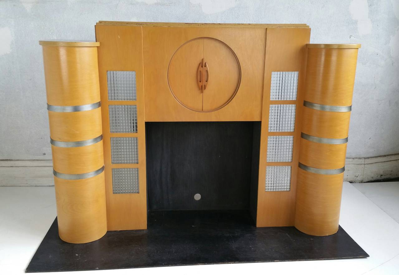 Laminated Rare Art Deco Streamline Fireplace Mantel, , manufactured by Majestic