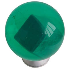 Mid-Century Acrylic Undrilled Bowling Ball, Emerald Green, Floating Object