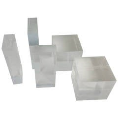Assorted Acrylic and Lucite Architectural Thick Cube-Forms