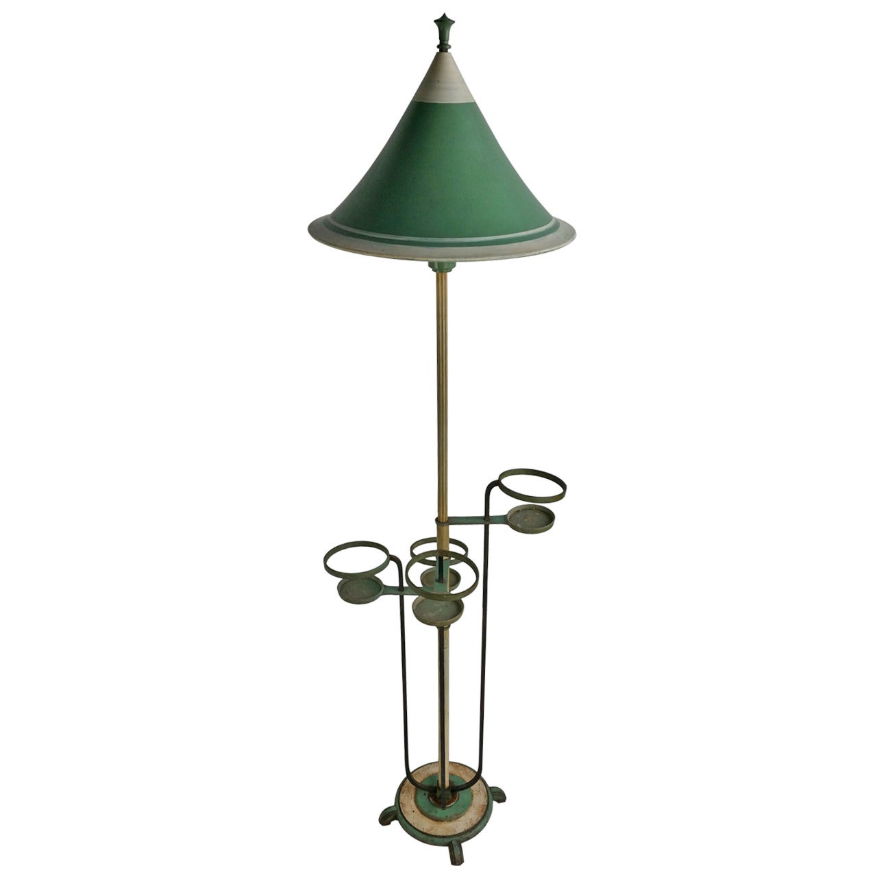 Unusual Art Deco Floor Lamp in Aluminum, Brass and Iron, circa Late 1920s For Sale