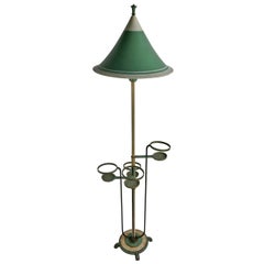 Unusual Art Deco Floor Lamp in Aluminum, Brass and Iron, circa Late 1920s