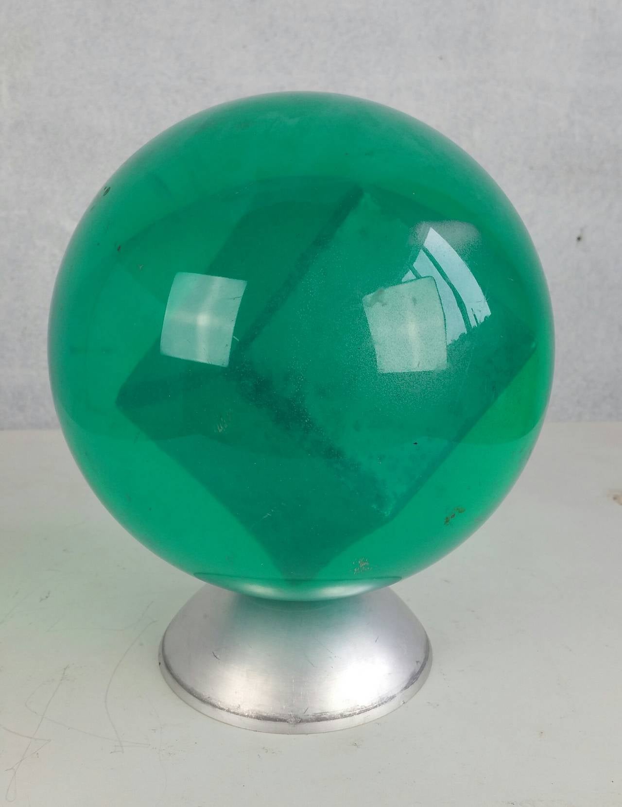 Tempered Mid-Century Acrylic Undrilled Bowling Ball, Emerald Green, Floating Object