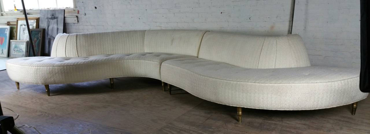 Monumental Two-Piece Serpentine Sectional Sofa, Mid-Century Modern In Good Condition In Buffalo, NY