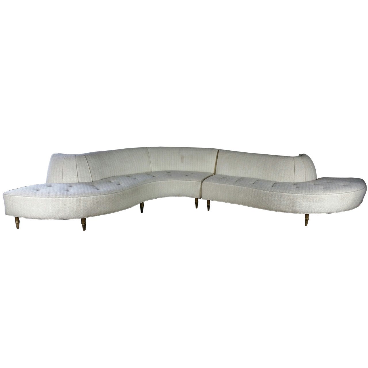 Monumental Two-Piece Serpentine Sectional Sofa, Mid-Century Modern