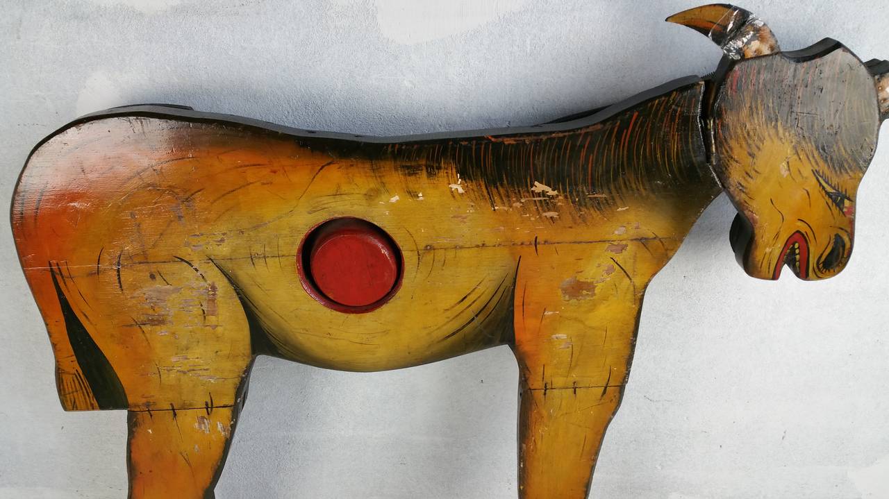 Antique Carnival "Donkey" Ball Toss, , hand painted, , mechanical folk art