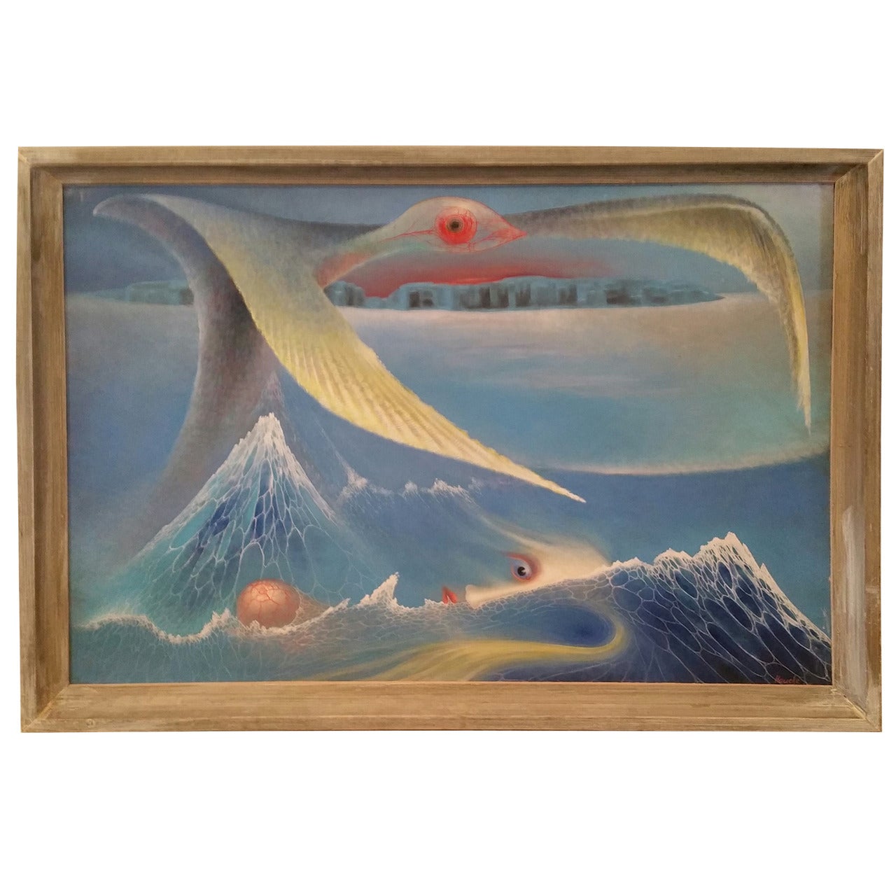 Surrealist Painting, Oil on Canvas by Frederick Haucke, 1908-1965
