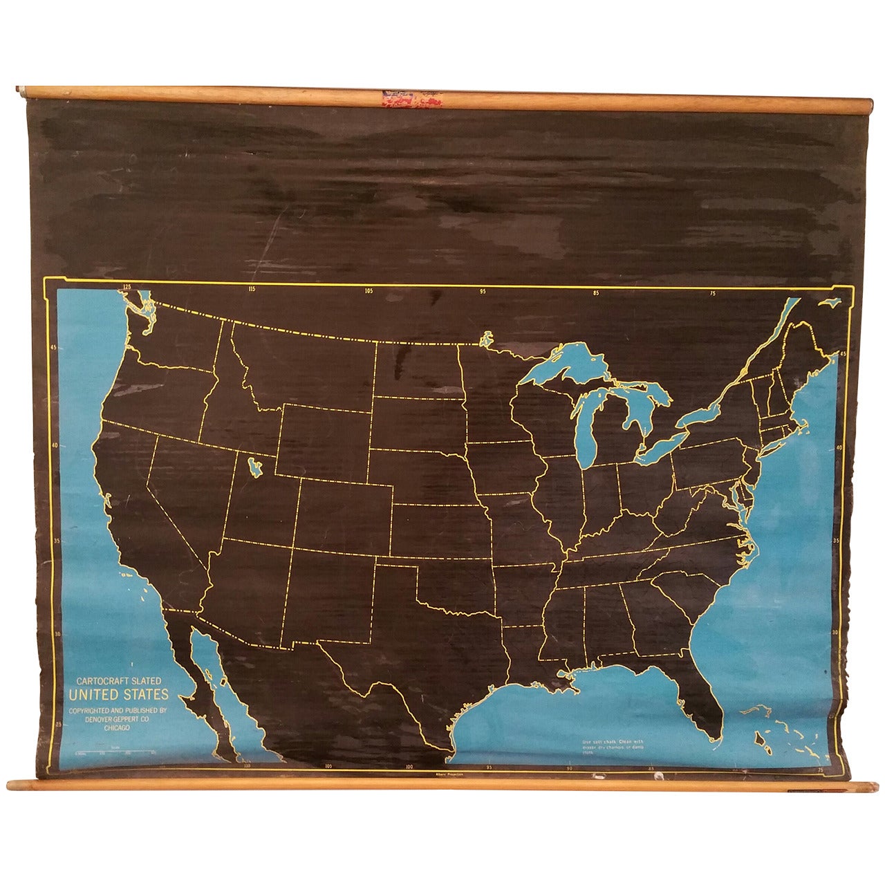 Cartocraft Slated "United States" Double-Sided Pull-Down Map, Denoyer Geppert