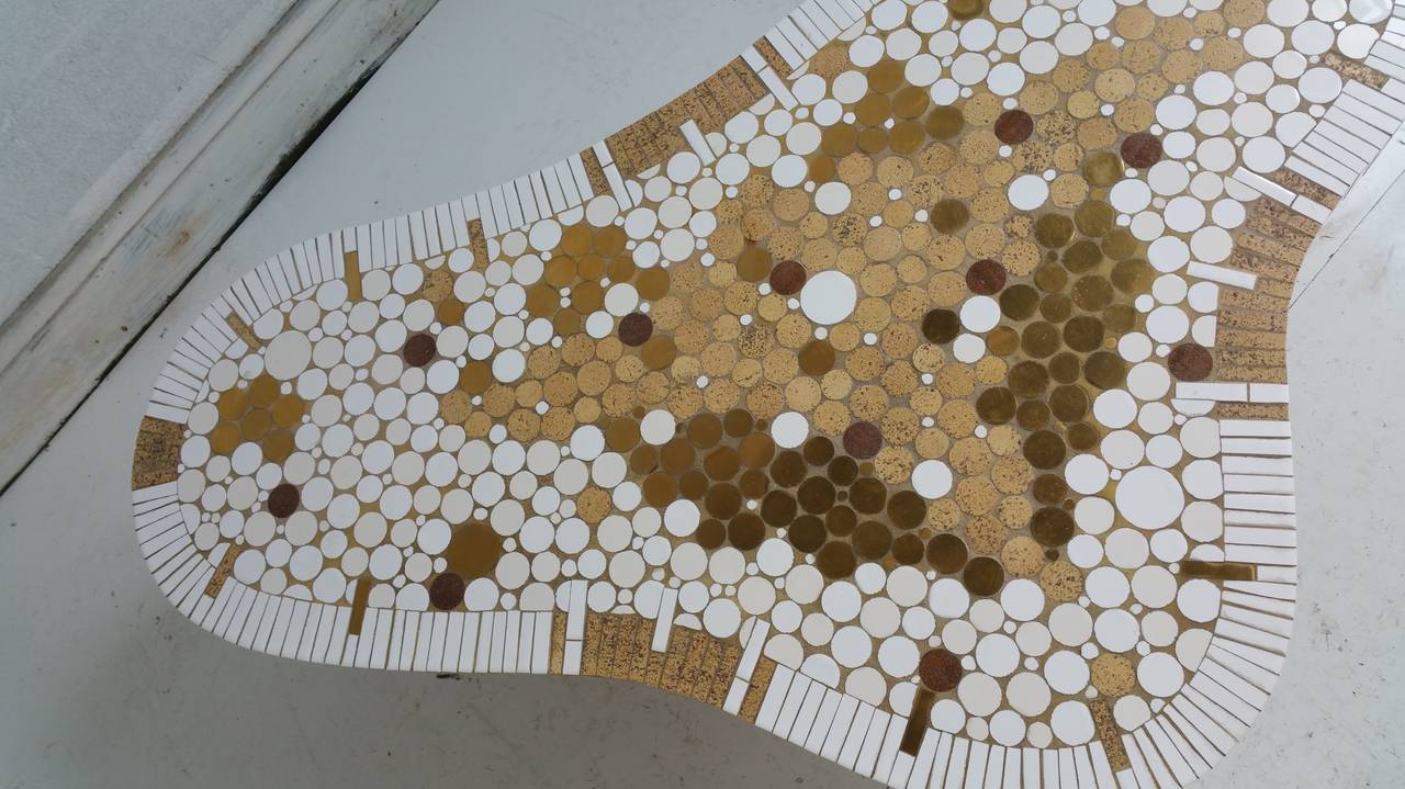 Hohenberg Mosaic Tile Top Coffee Table, , Class modern Amoeba shape 3