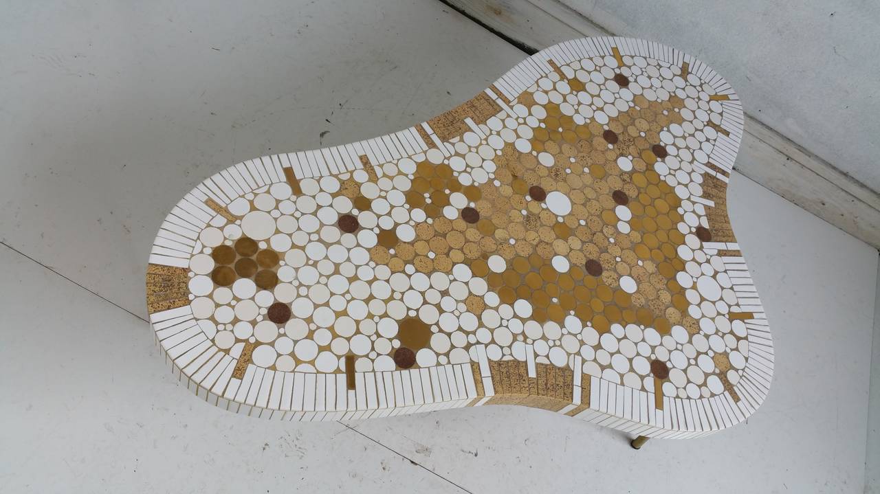 Hohenberg Mosaic Tile Top Coffee Table, , Class modern Amoeba shape 1