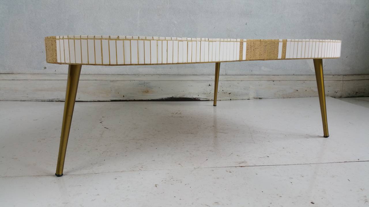 20th Century Hohenberg Mosaic Tile Top Coffee Table, , Class modern Amoeba shape