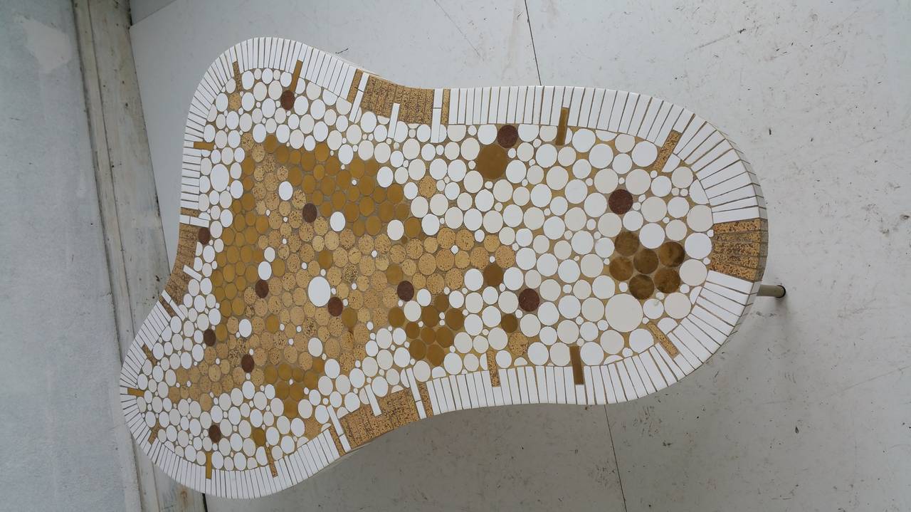 American Hohenberg Mosaic Tile Top Coffee Table, , Class modern Amoeba shape