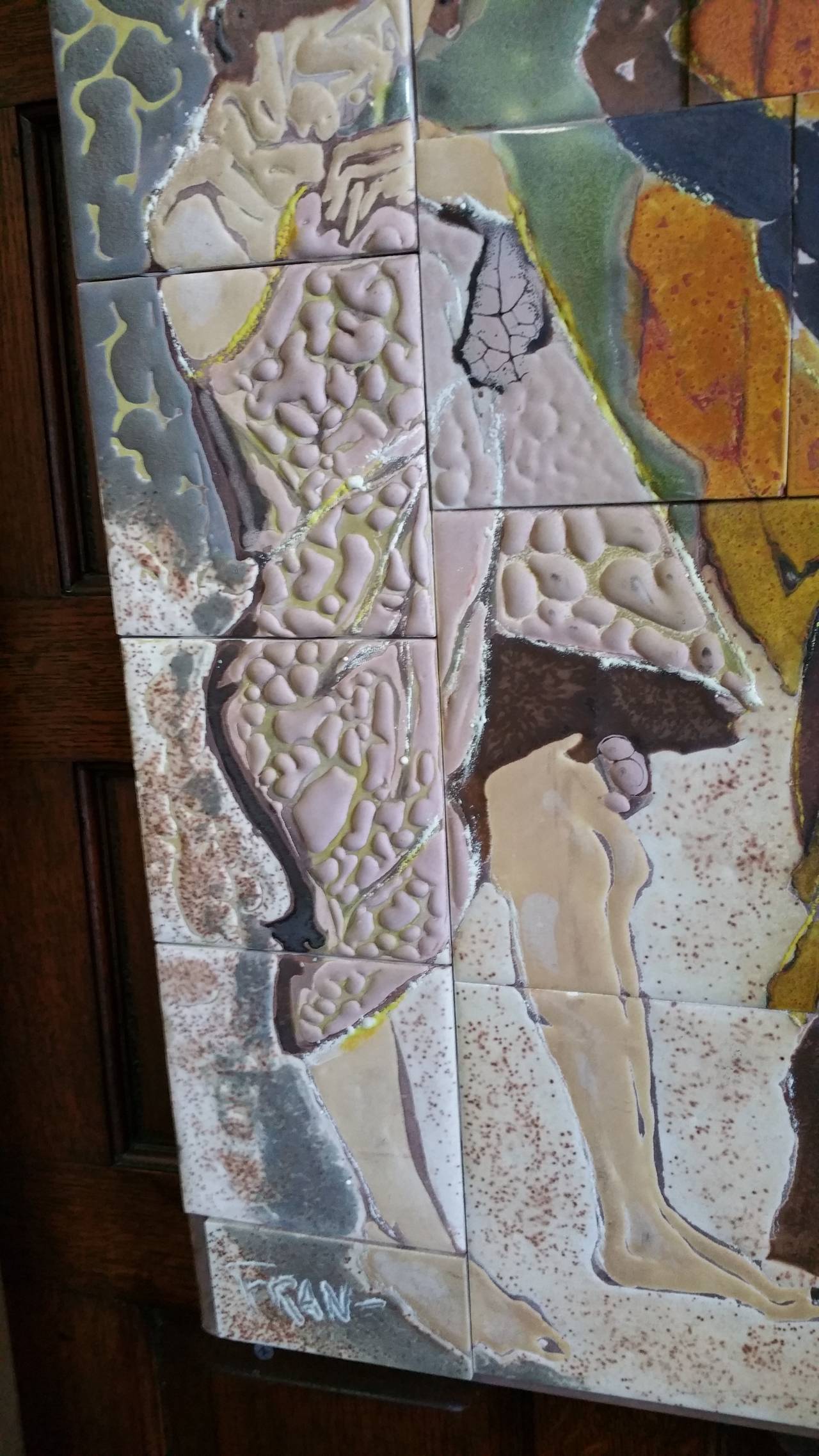 Mid-Century Modern Monumental Art Tile Signed 