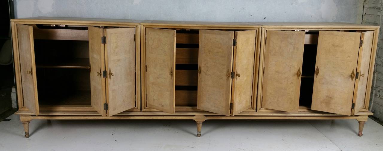 Bleached Mastercraft Burl Wood Cabinet / Sideboard