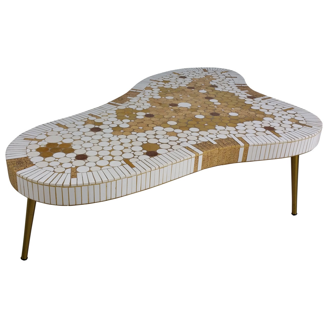Hohenberg Mosaic Tile Top Coffee Table, , Class modern Amoeba shape