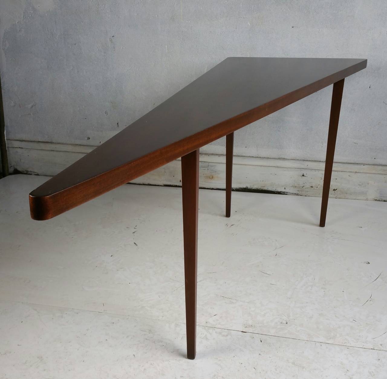 Modernist Wedge-shape Console Table..manner of Harvey Probber 2