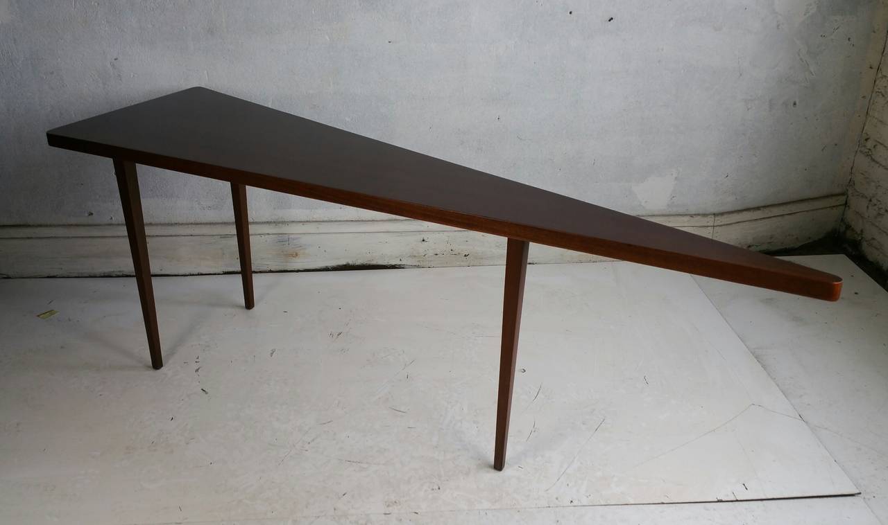 Modernist Wedge-shape Console Table..manner of Harvey Probber 1