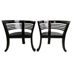 Pair of Asian Modern Barrel Chairs 10