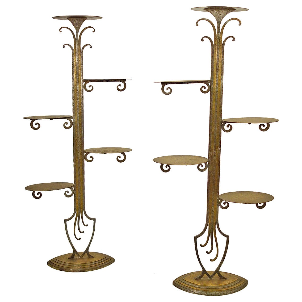 Art Deco Display Stands in Guilded Iron and Brass in the Manner of