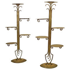 Art Deco Display Stands in Guilded Iron and Brass in the Manner of Edgar Brant