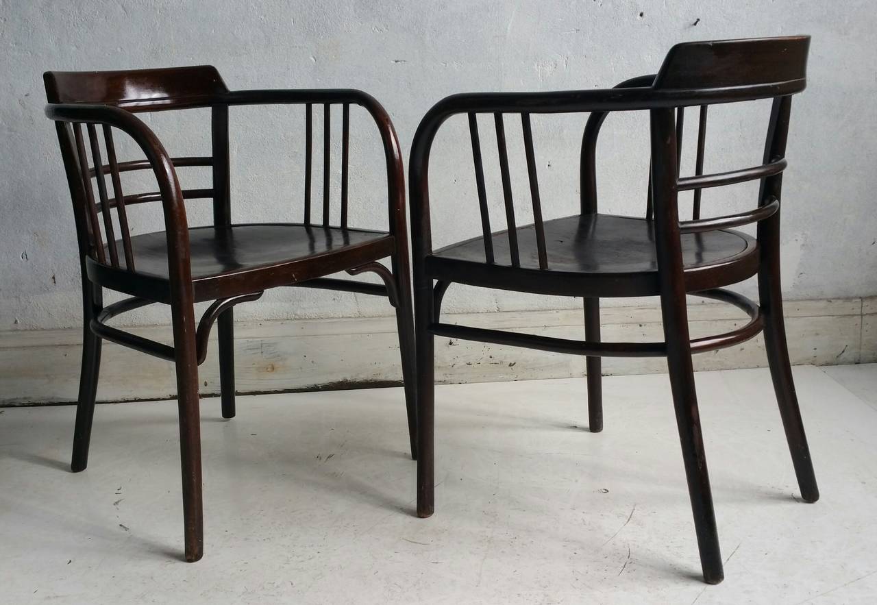 Aesthetic Movement Classic Pair of Early Thonet Armchairs in the Manner of Otto Wagner, circa 1912